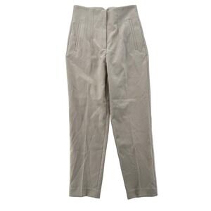 Zara Pants Womens Small Beige‎ High Rise Tapered Ankle Dress Stretch Work Office